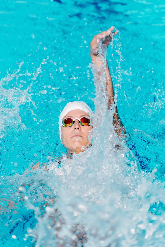 Female swimmer on training in the swimming pool